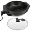 6L Electric Hot Pot with Divider 1100W Dual-Flavor Pot Shabu Shabu Pot Non-Stick with 5-Temp Control for Shabu Shabu Fondue Perfect for Family Gatheri