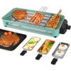 2000W Electric Indoor Grill 2 in 1 Electric BBQ Gill with Grill Net Removable Plate 5 Temperature Control 3 Small Trays Dishwasher Safe