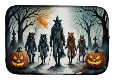 Werewolves Spooky Halloween Dish Drying Mat Absorbent Dish Drying Mat Pad for Kitchen Counter Dish Drainer Mat for Countertop, 14 x 21", Multicol