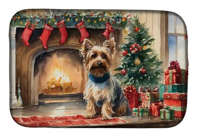 Silky Terrier Cozy Christmas Dish Drying Mat Absorbent Dish Drying Mat Pad for Kitchen Counter Dish Drainer Mat for Countertop, 14 x 21", Multico