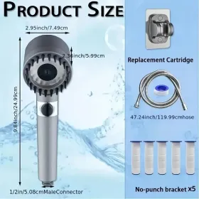 Luxury Rain Shower Head - High-Pressure Flow With Built-In 5-Layer Filter & Premium Painted Finish (Option: 9packagingsetincluding5filter)