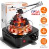 Electric Charcoal Burner 500W Hookah Charcoal Burner Compact Coal Burner for Hooka Cubes Shisha with Grill and Tongs 5 Temperature Gears 338℉-1022℉ Th