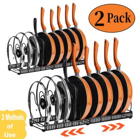 2 Pack Expandable Pot Lid Rack Organizer, Pans Organizer Rack, Pots And Pans Organizer Rack Cookware Set Organizer (Option: 2)